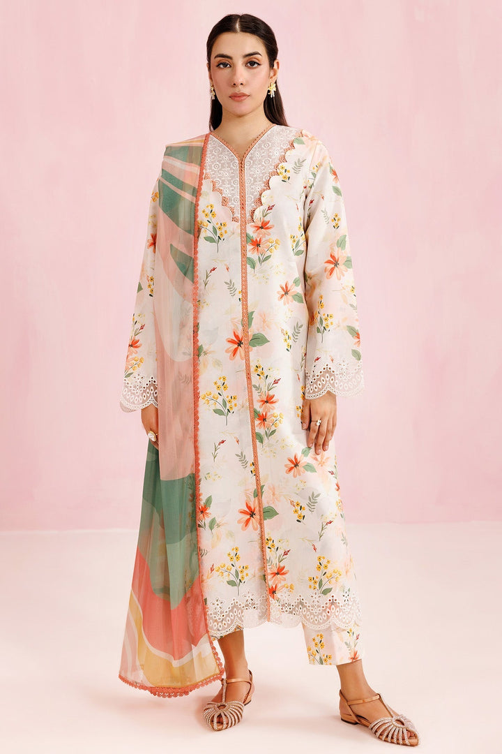 Ivory Aura - Farasha Printed Essentials Stitched