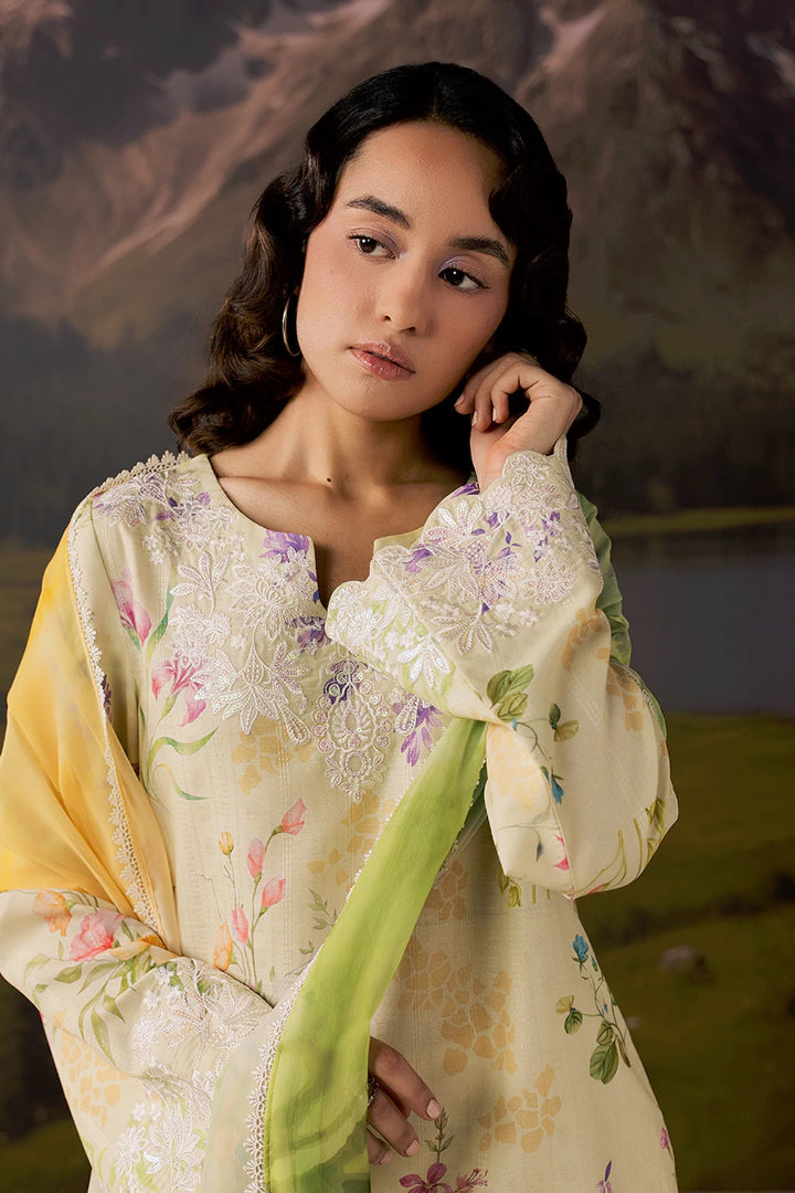 Dobby Lawn Butter Cream Stitched Suit - Vanya