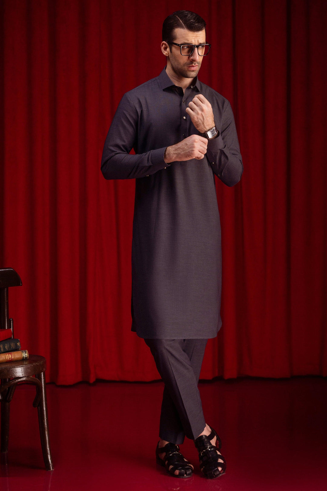 Cotton Charcoal Shalwar Kameez - Cast & Crew