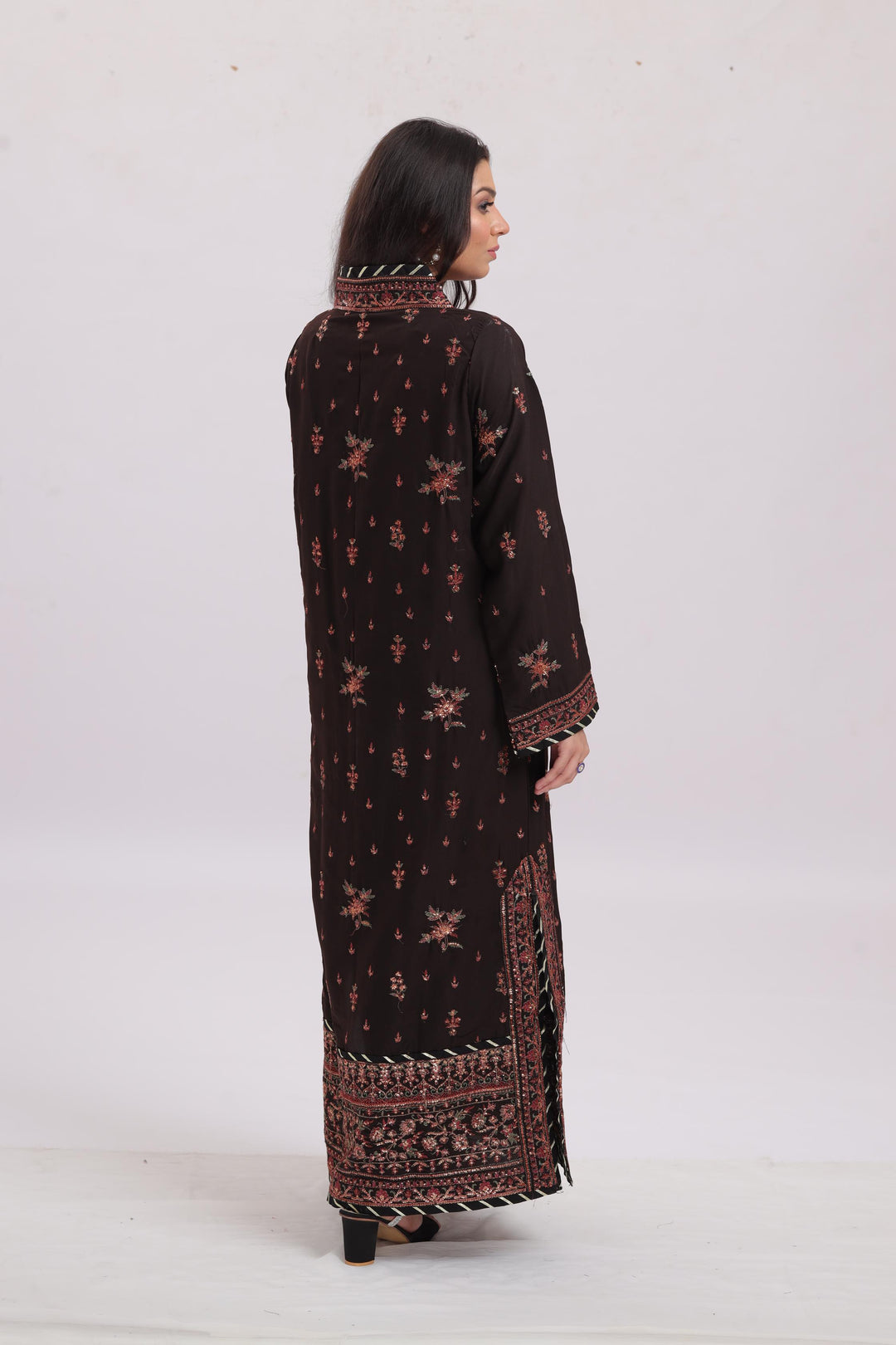 Boski Silk Brown Kaftan - Asim Jofa