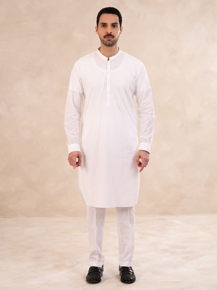 Cotton White Kurta Trouser - Almirah