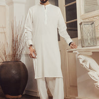 Blended White Shalwar Kameez - Almirah