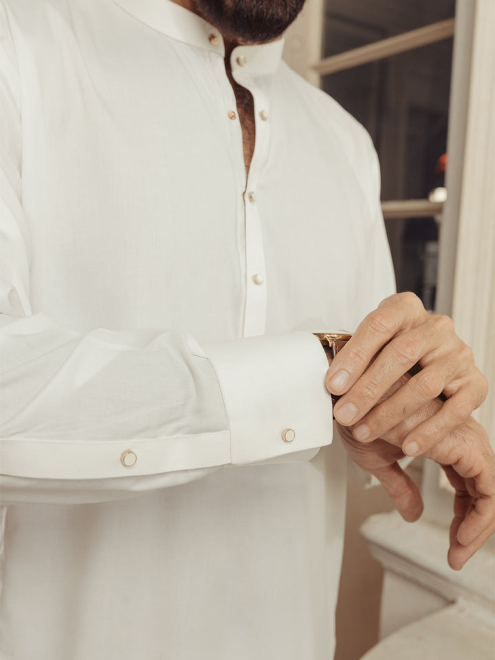 Blended White Shalwar Kameez - J. Junaid Jamshed