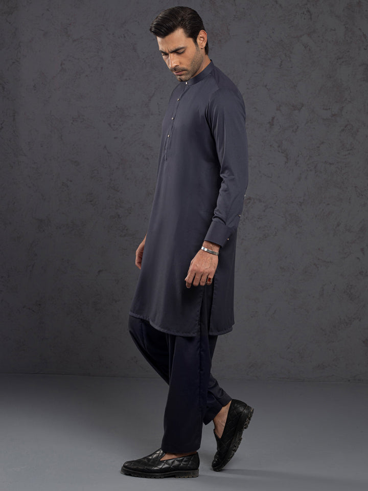 Blended Grey Shalwar Kameez - J. Junaid Jamshed