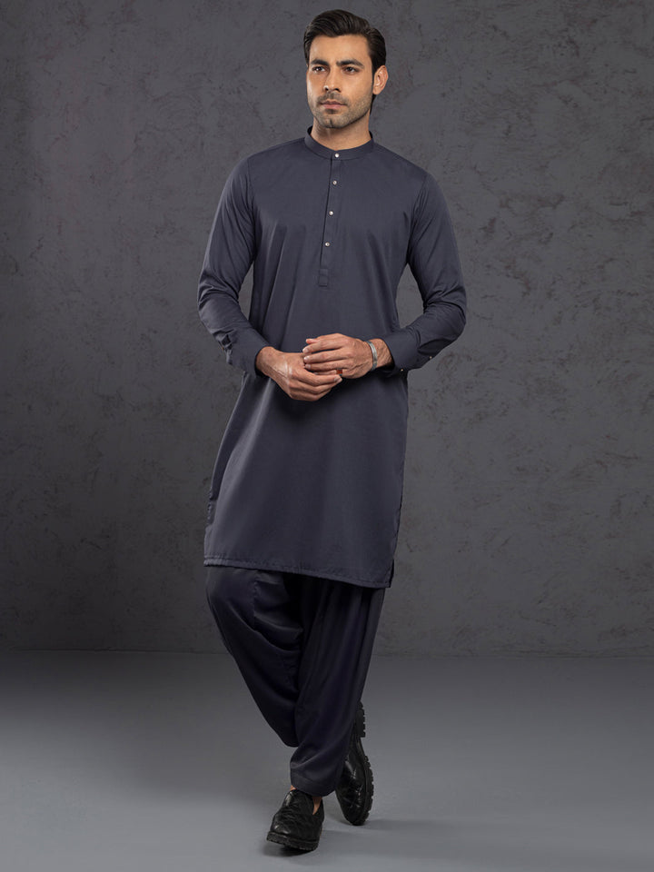 Blended Grey Shalwar Kameez - J. Junaid Jamshed