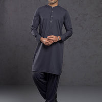 Blended Grey Kurta Trouser - Almirah