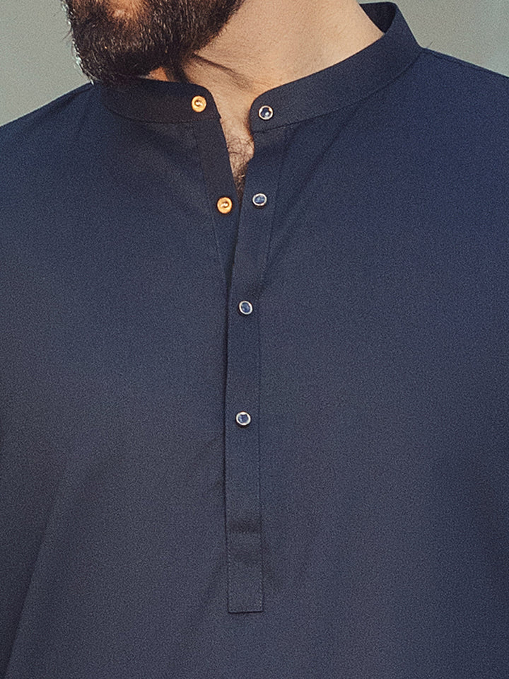 Blended Midnight Blue Kurta Trouser - Almirah