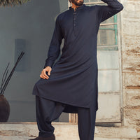 Blended Midnight Blue Kurta Trouser - Almirah