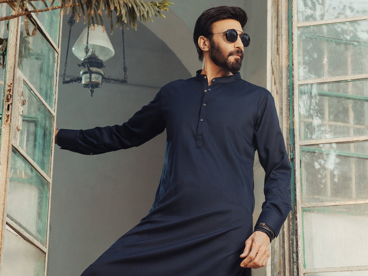 Blended Midnight Blue Shalwar Kameez - J. Junaid Jamshed