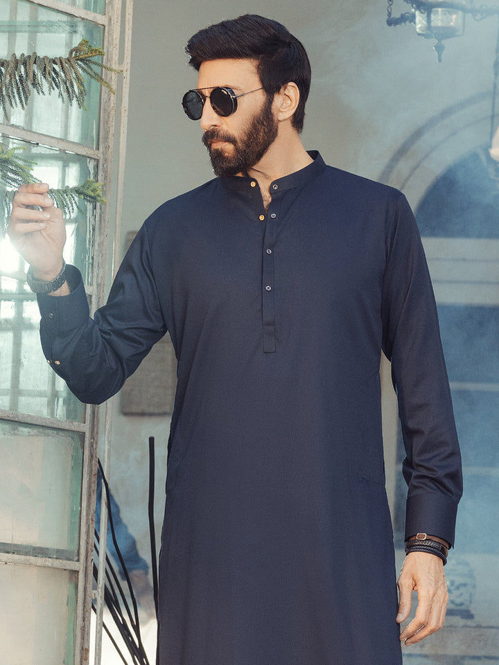 Blended Midnight Blue Shalwar Kameez - J. Junaid Jamshed
