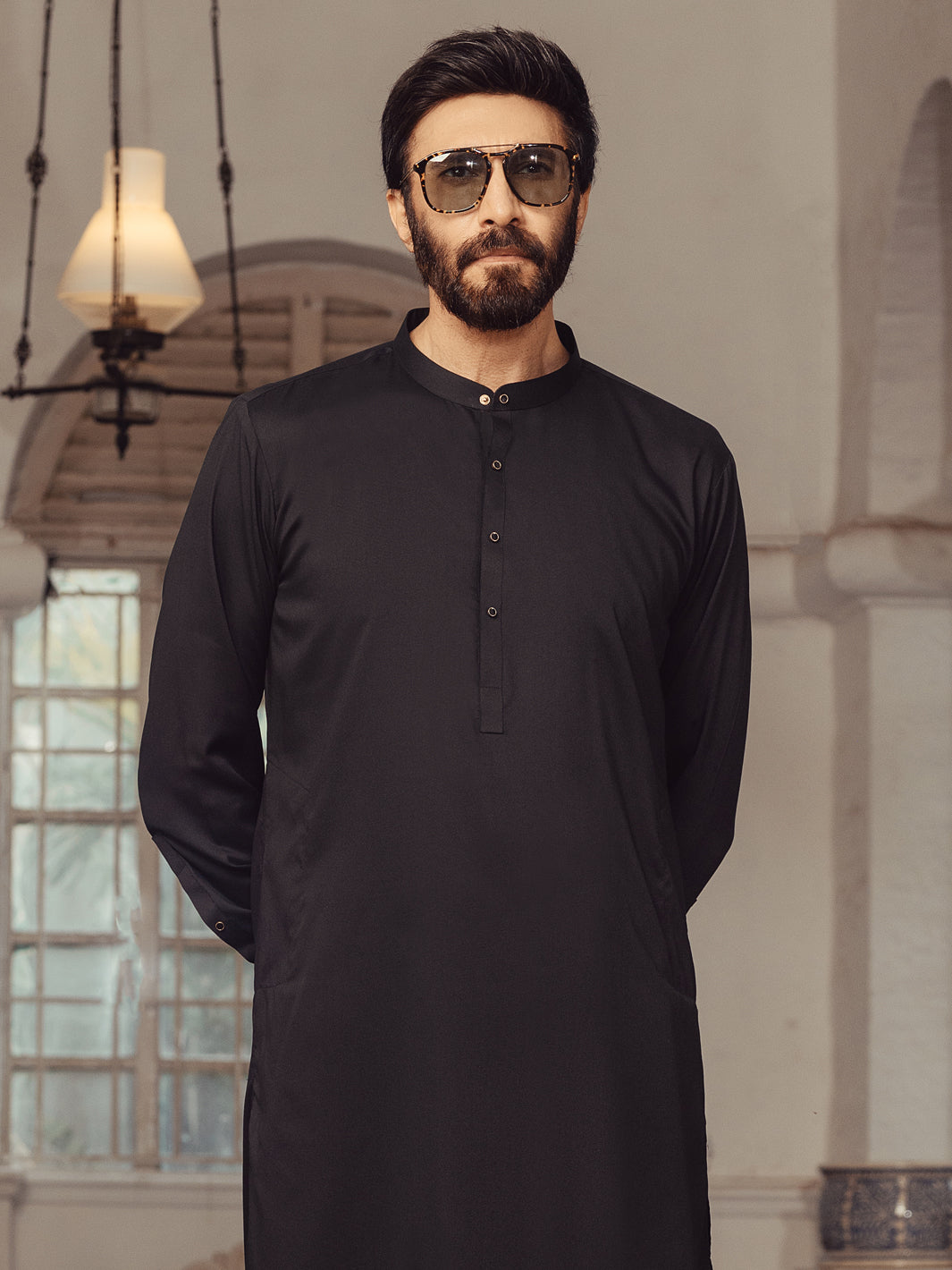 Blended Black Kurta Trouser - Almirah
