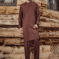 Blended Maroon Kurta Trouser - Almirah