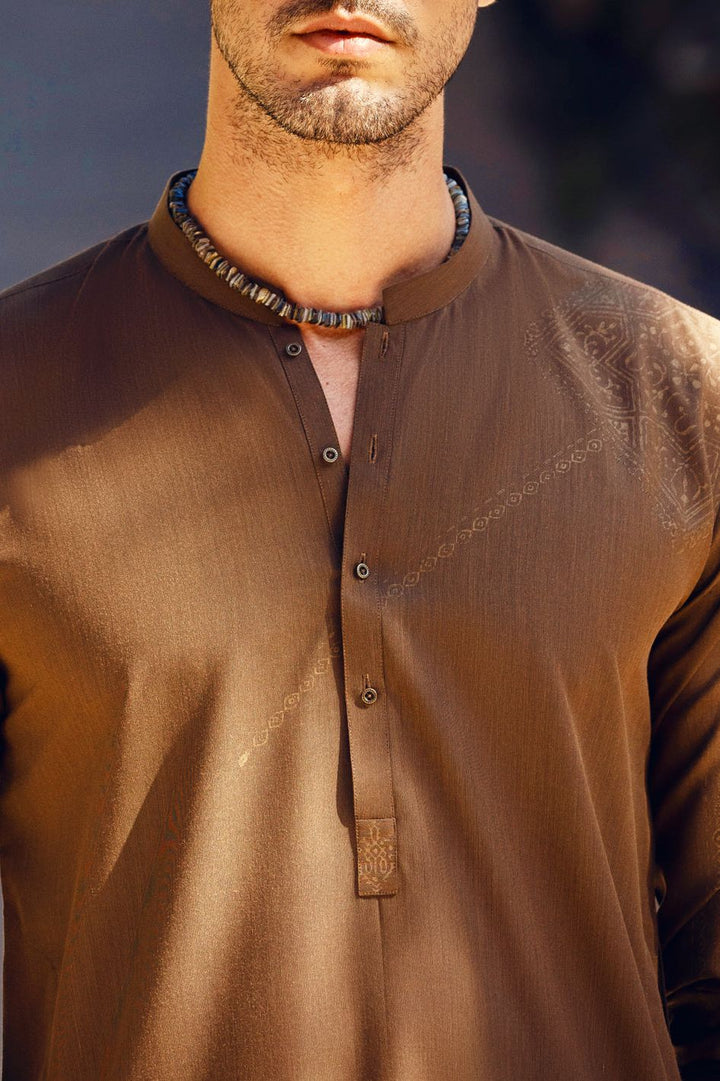 Polyester Viscose Brown Kurta - Almirah
