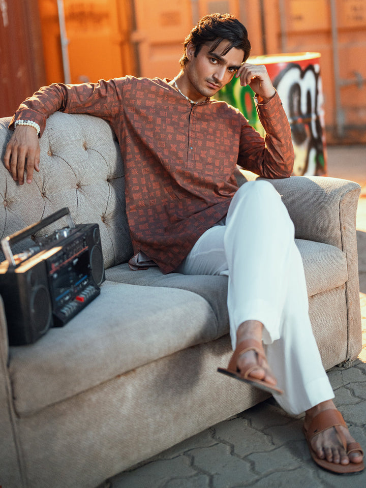 Cotton Brown Kurta - Almirah