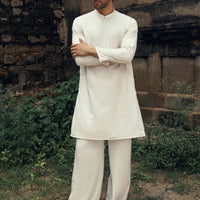 Blended White Kurta - Almirah