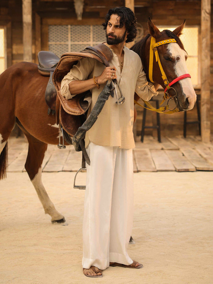 Cotton Beige Kurta - Almirah