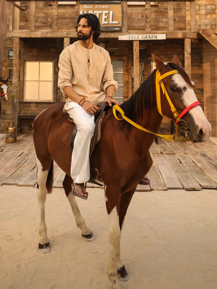 Cotton Beige Kurta - Almirah