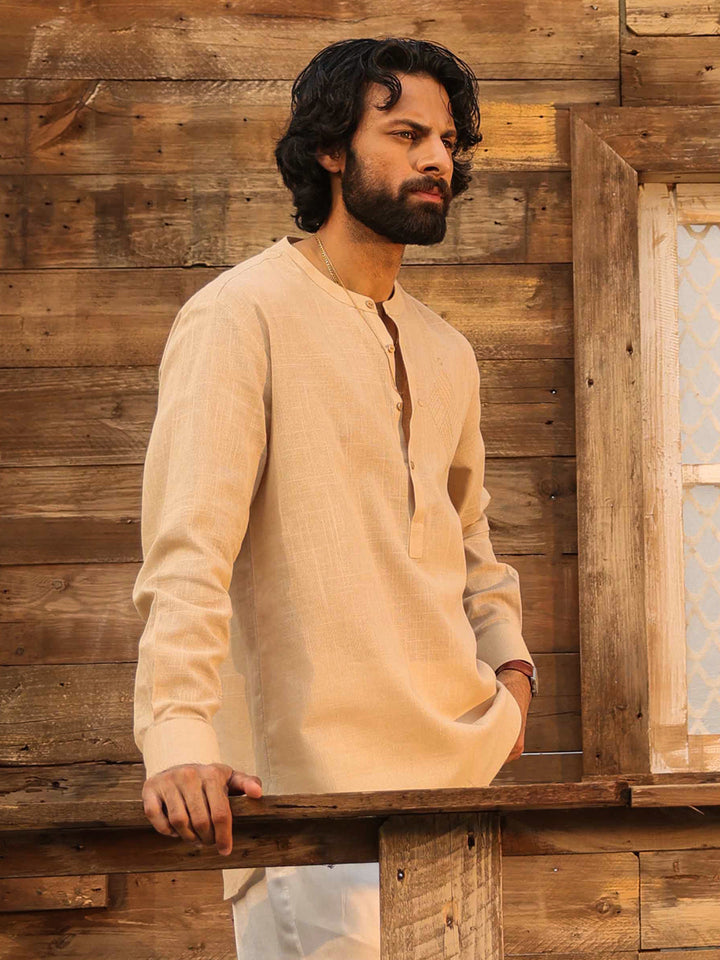 Cotton Beige Kurta - Almirah