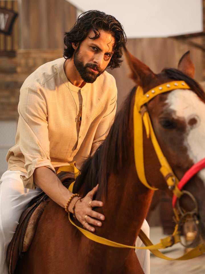 Cotton Beige Kurta - Almirah