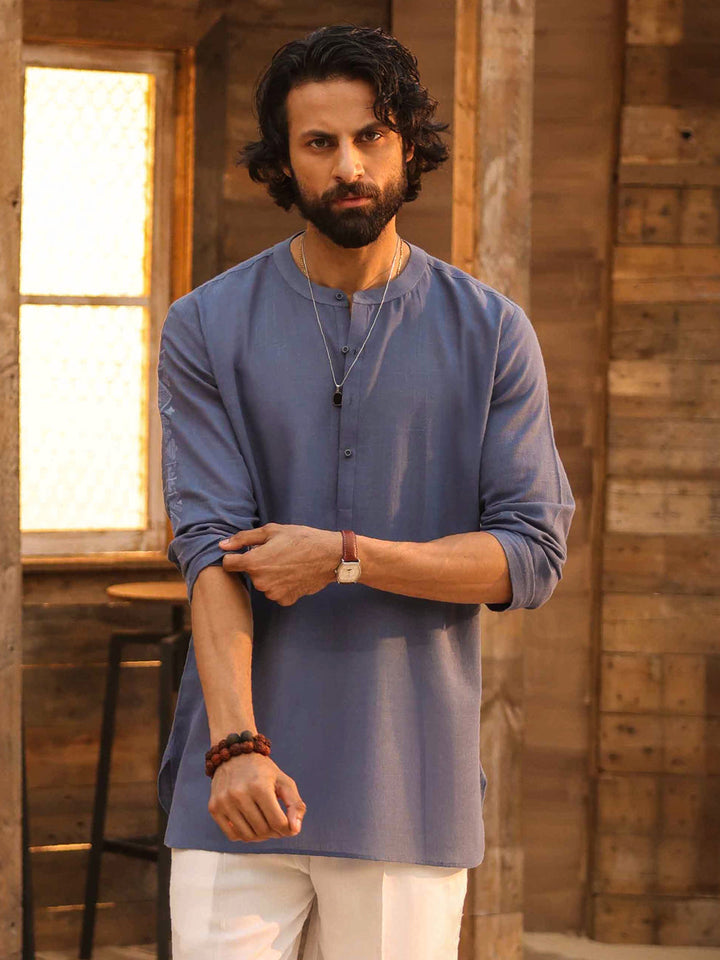 Cotton Dark Blue Kurta - Almirah