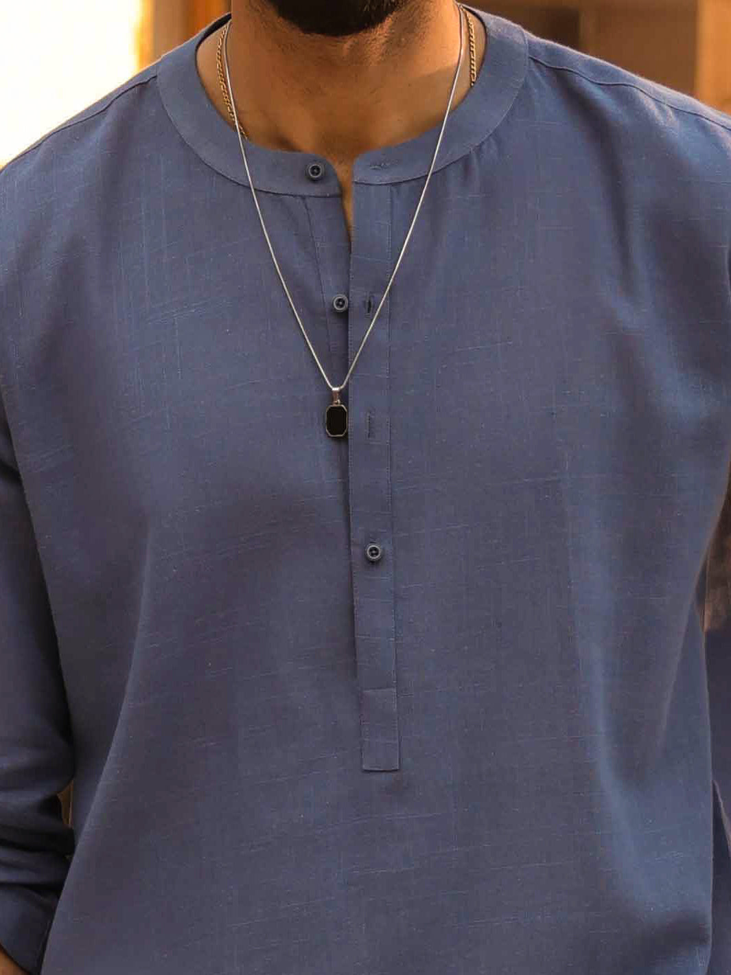 Cotton Dark Blue Kurta - Almirah