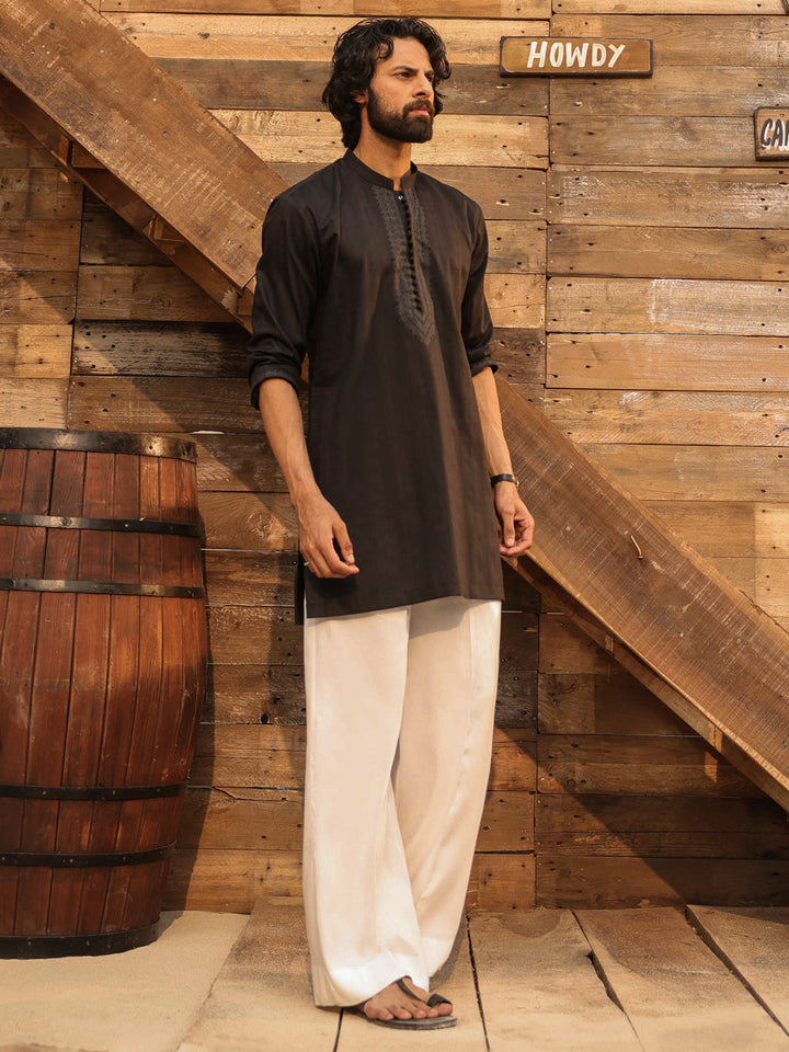 Cotton Black Kurta - Almirah