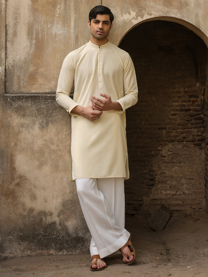 Polyester Cream Kurta - Almirah