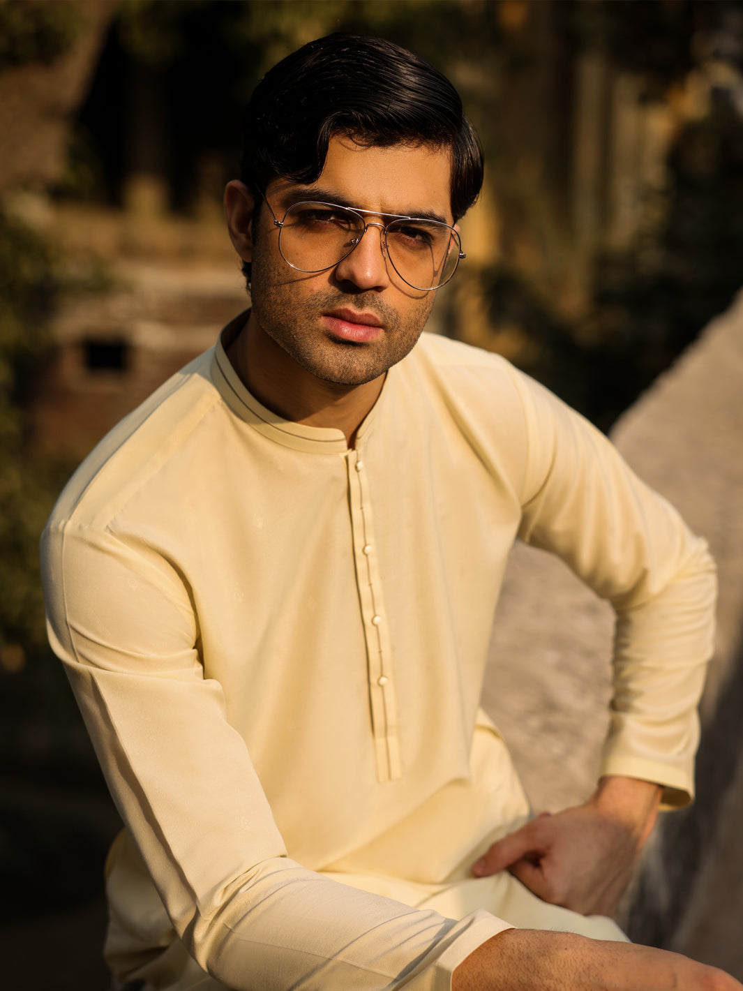 Polyester Cream Kurta - Almirah