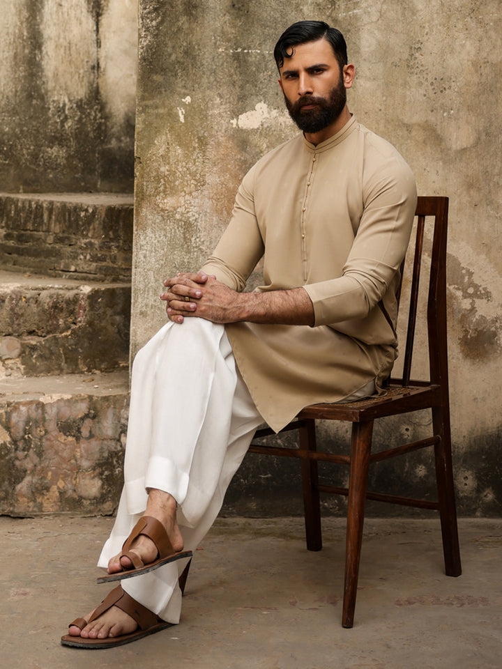 Polyester Fawn Kurta - Almirah