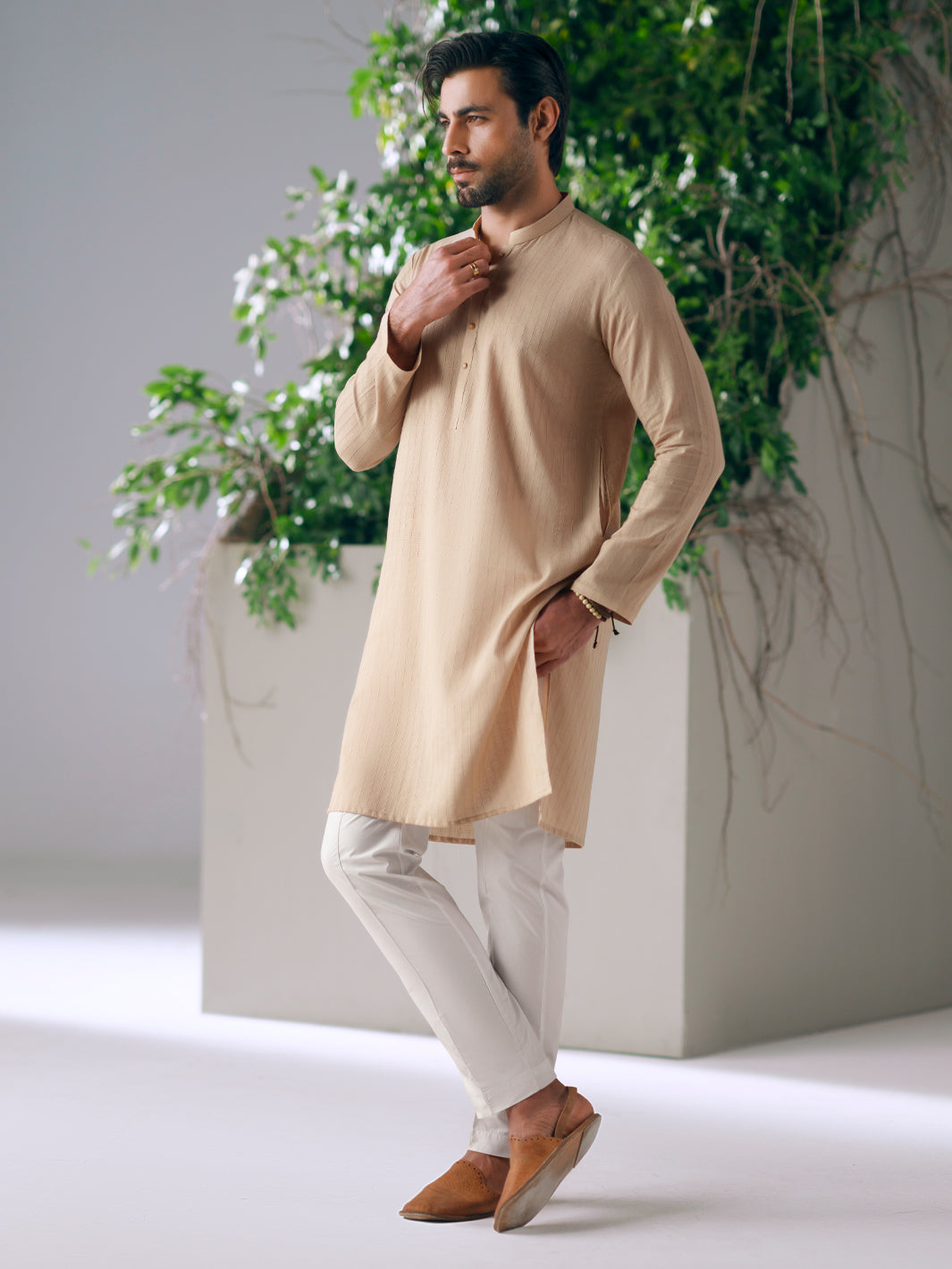 Cotton Beige Kurta - Almirah