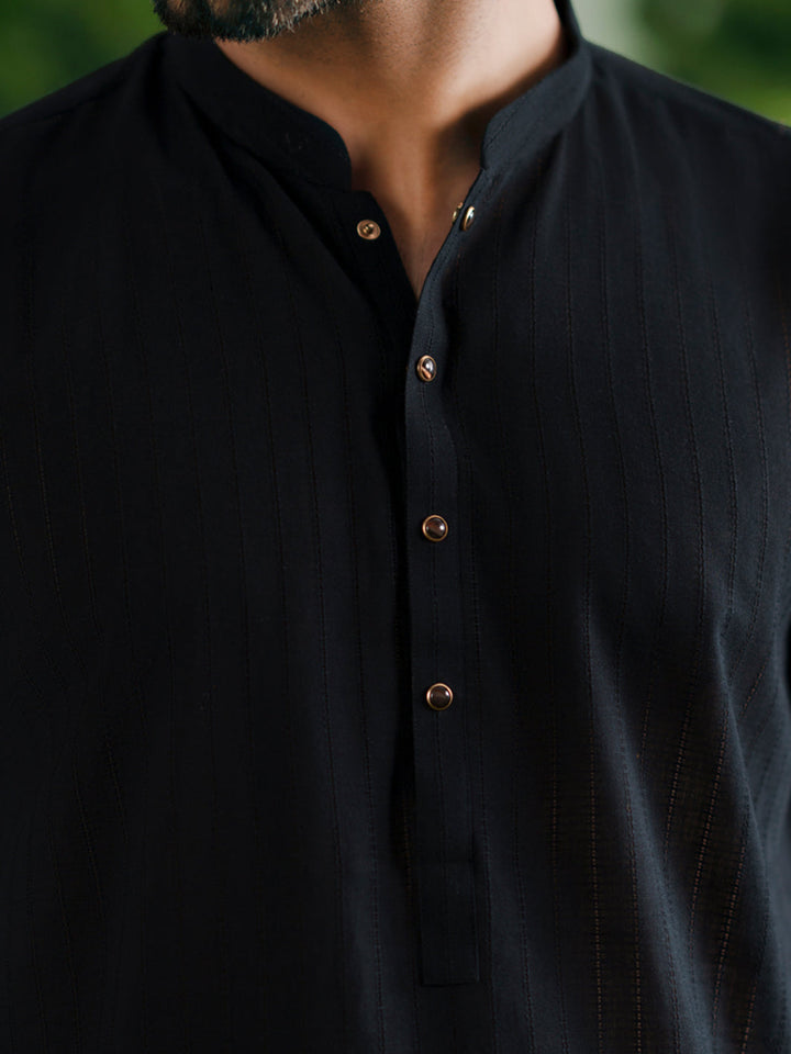 Cotton Black Kurta - Almirah