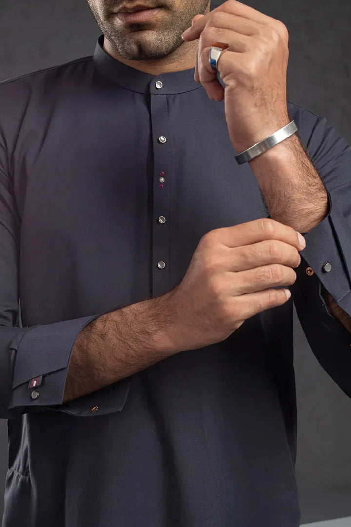 Blended Grey Kurta Trouser - Almirah