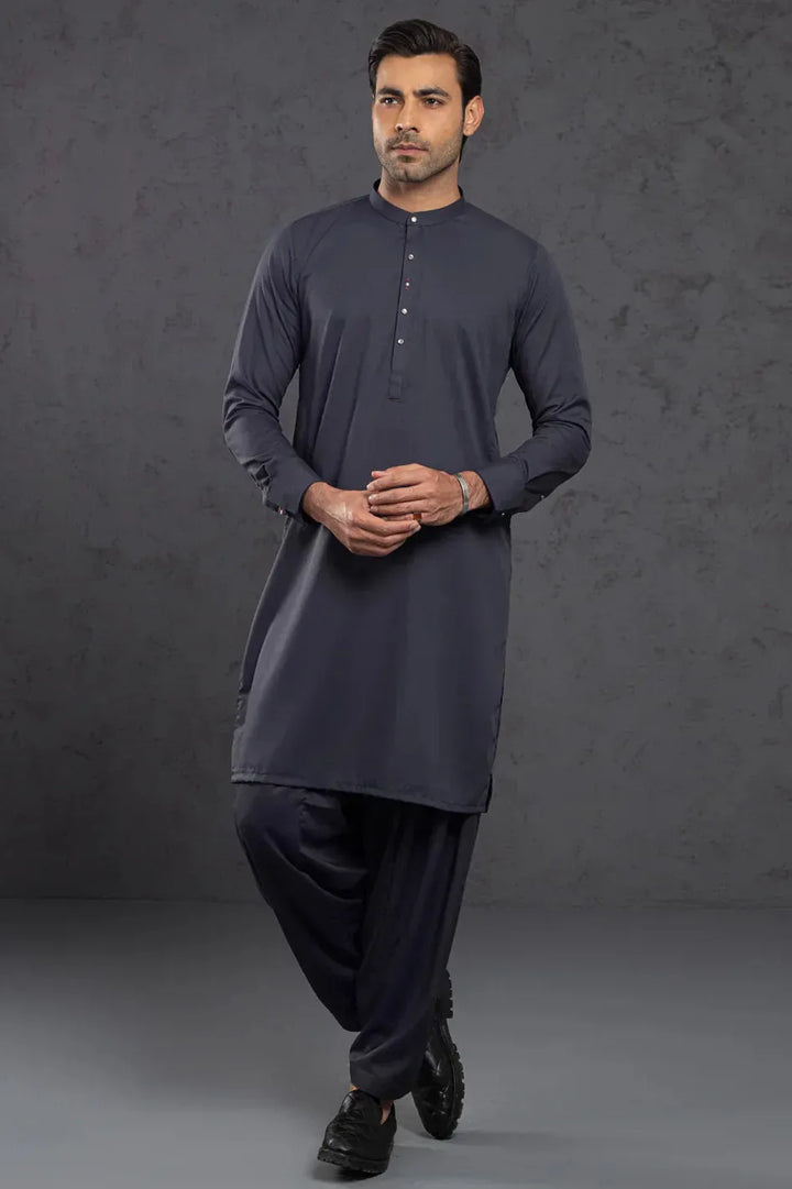 Blended Grey Kurta Trouser - Almirah
