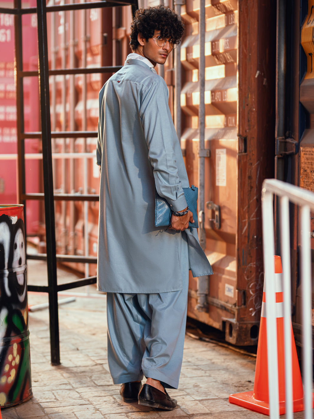 Blended Light Blue Shalwar Kameez- Almirah