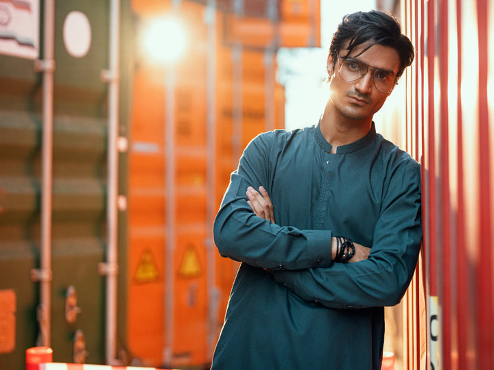 Blended Teal Shalwar Kameez - Almirah