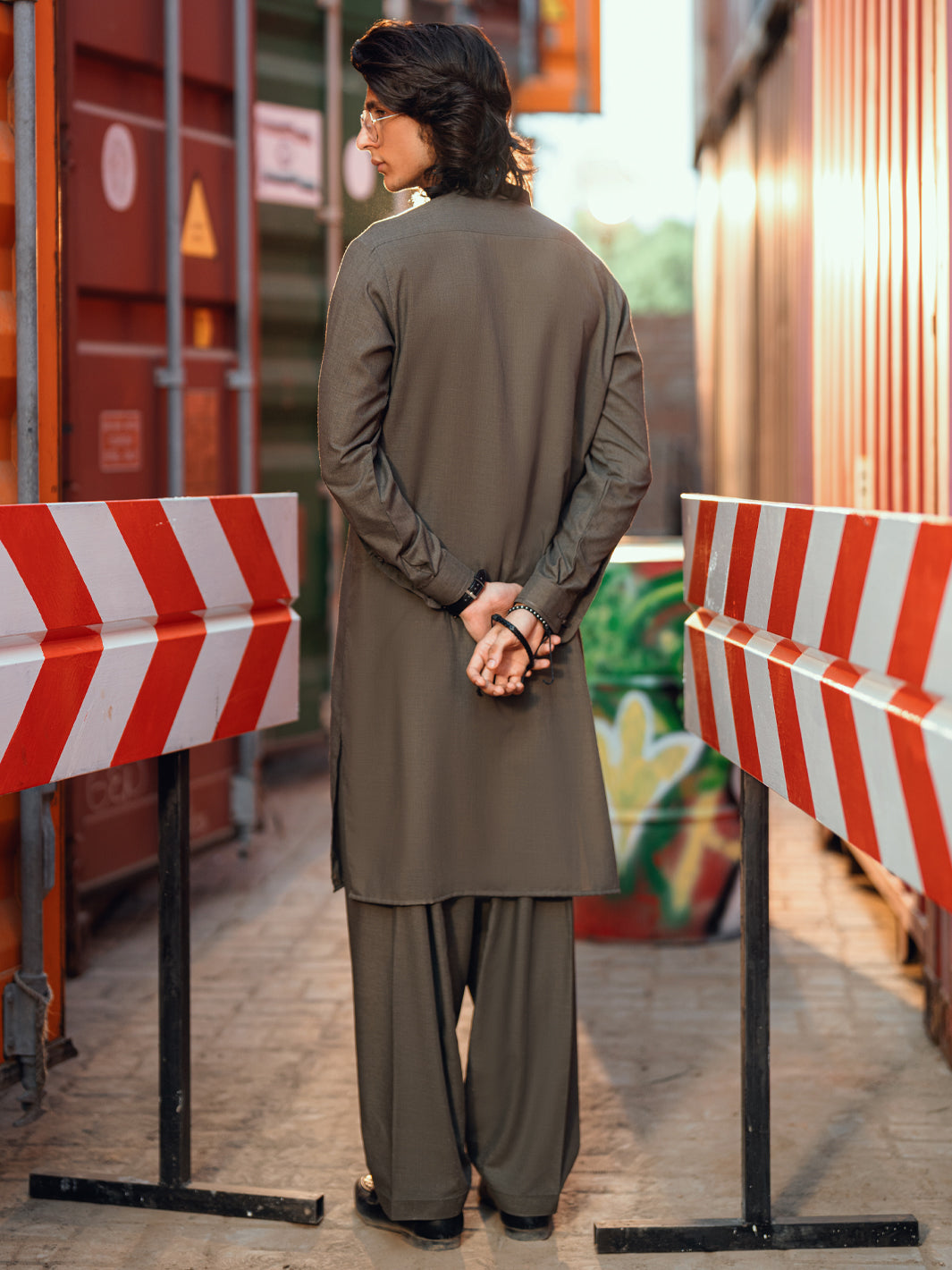 Blended Olive Green Shalwar Kameez- Almirah