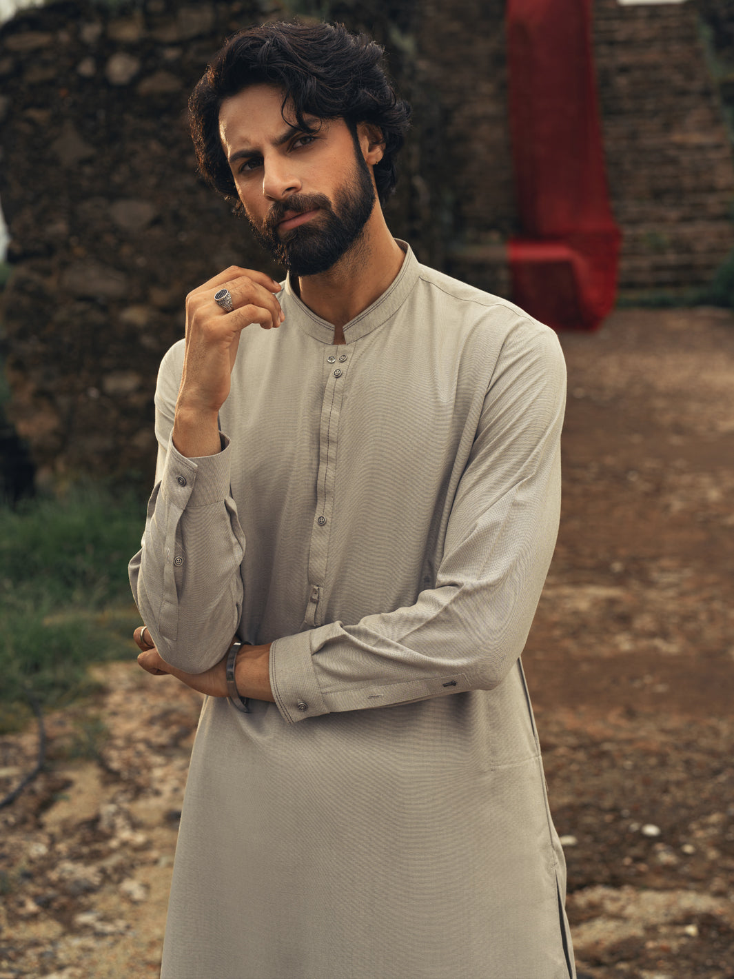 Blended Ash Grey Shalwar Kameez - Almirah