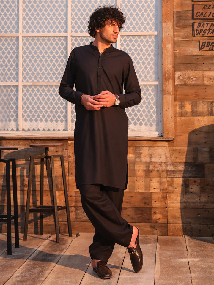 Blended Dark Blue Shalwar Kameez - Almirah