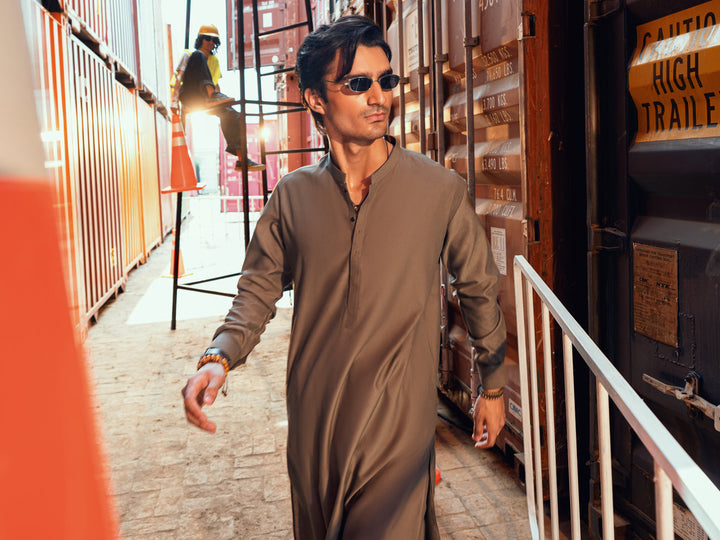 Olive Green Shalwar Kameez - Almirah