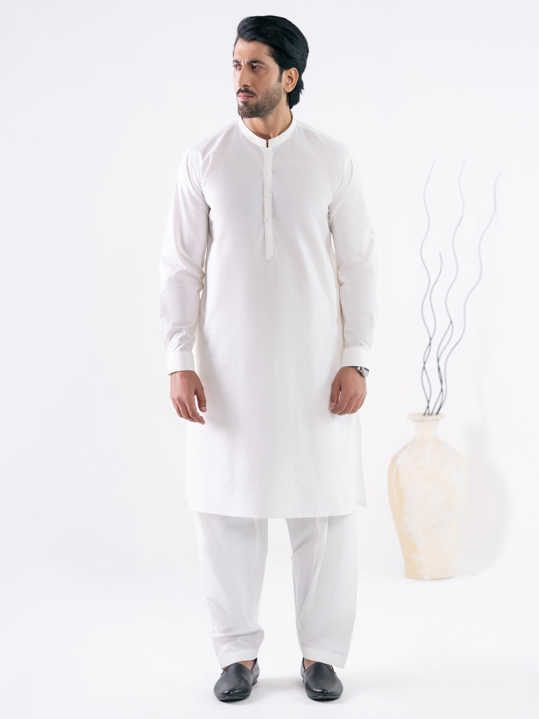 Cotton Off White Shalwar Kameez - J. Junaid Jamshed
