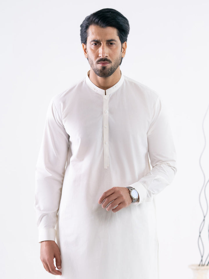 Cotton Off White Shalwar Kameez - J. Junaid Jamshed