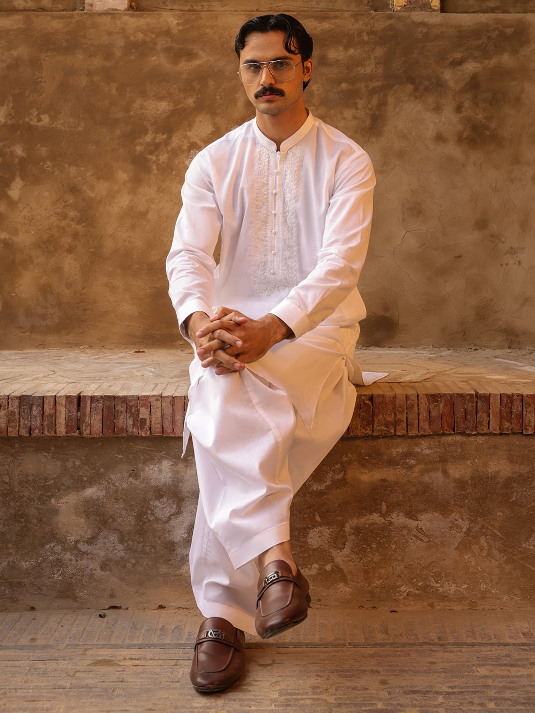 Blended White Shalwar Kameez - Almirah