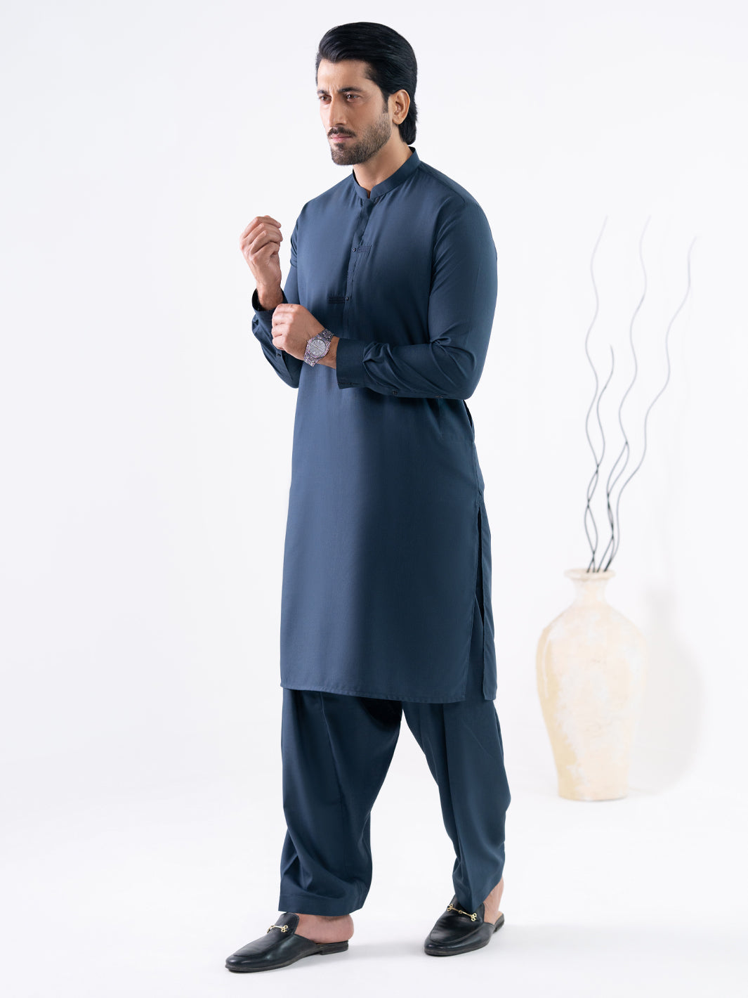 Blended Dark Blue Shalwar Kameez - Almirah