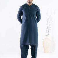 Blended Dark Blue Shalwar Kameez - Almirah