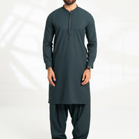 Polyester Dark Green Shalwar Kameez - Almirah