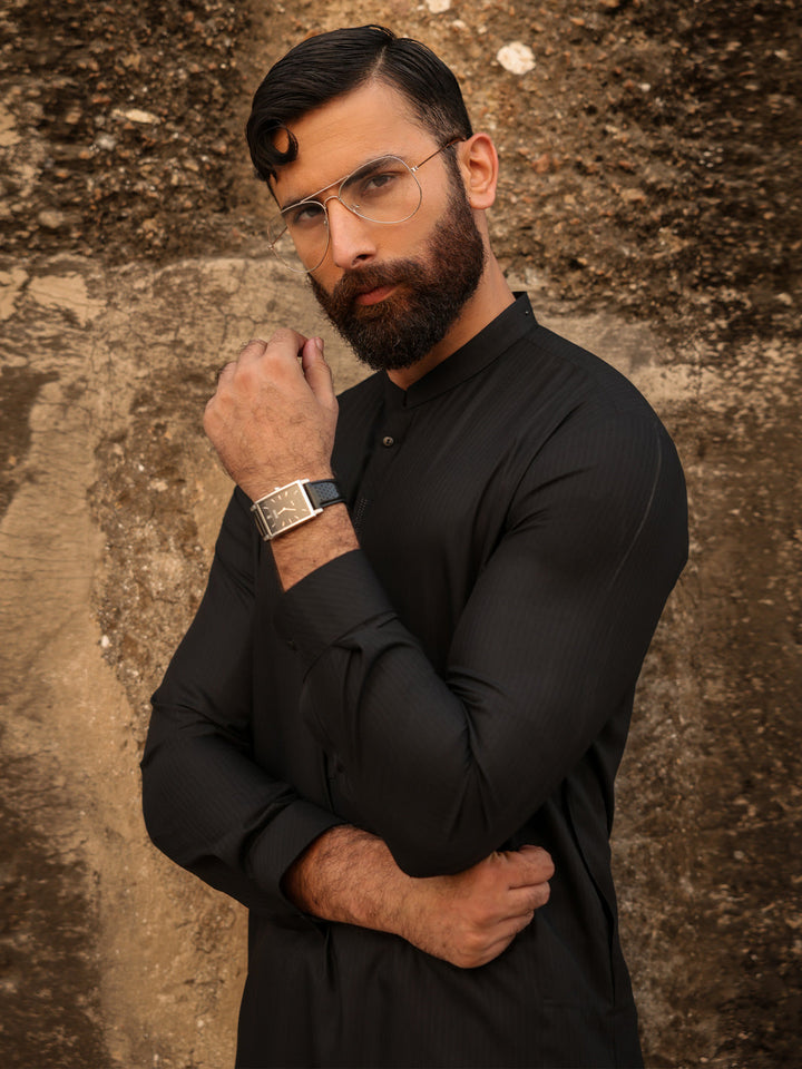Blended Black Shalwar Kameez - Almirah