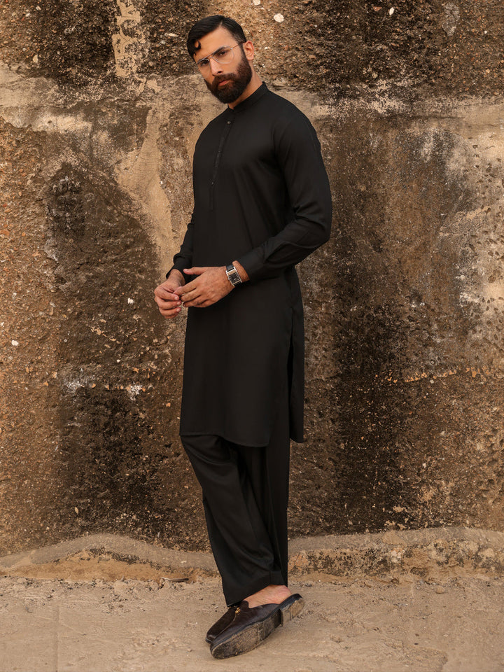 Blended Black Shalwar Kameez - Almirah