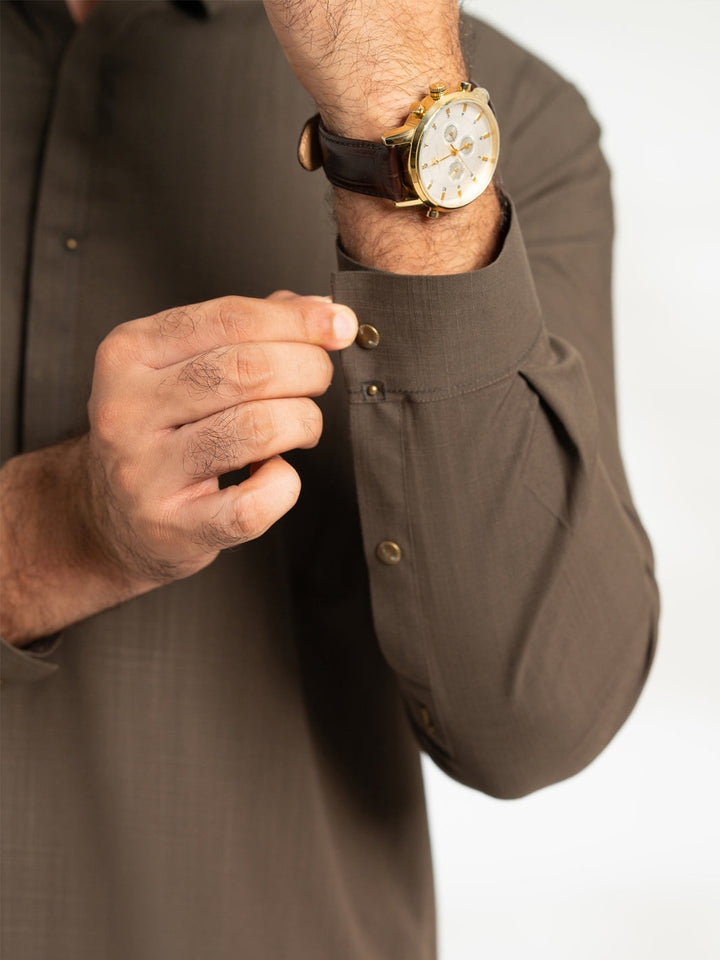 Blended Dark Olive Shalwar Kameez - Almirah