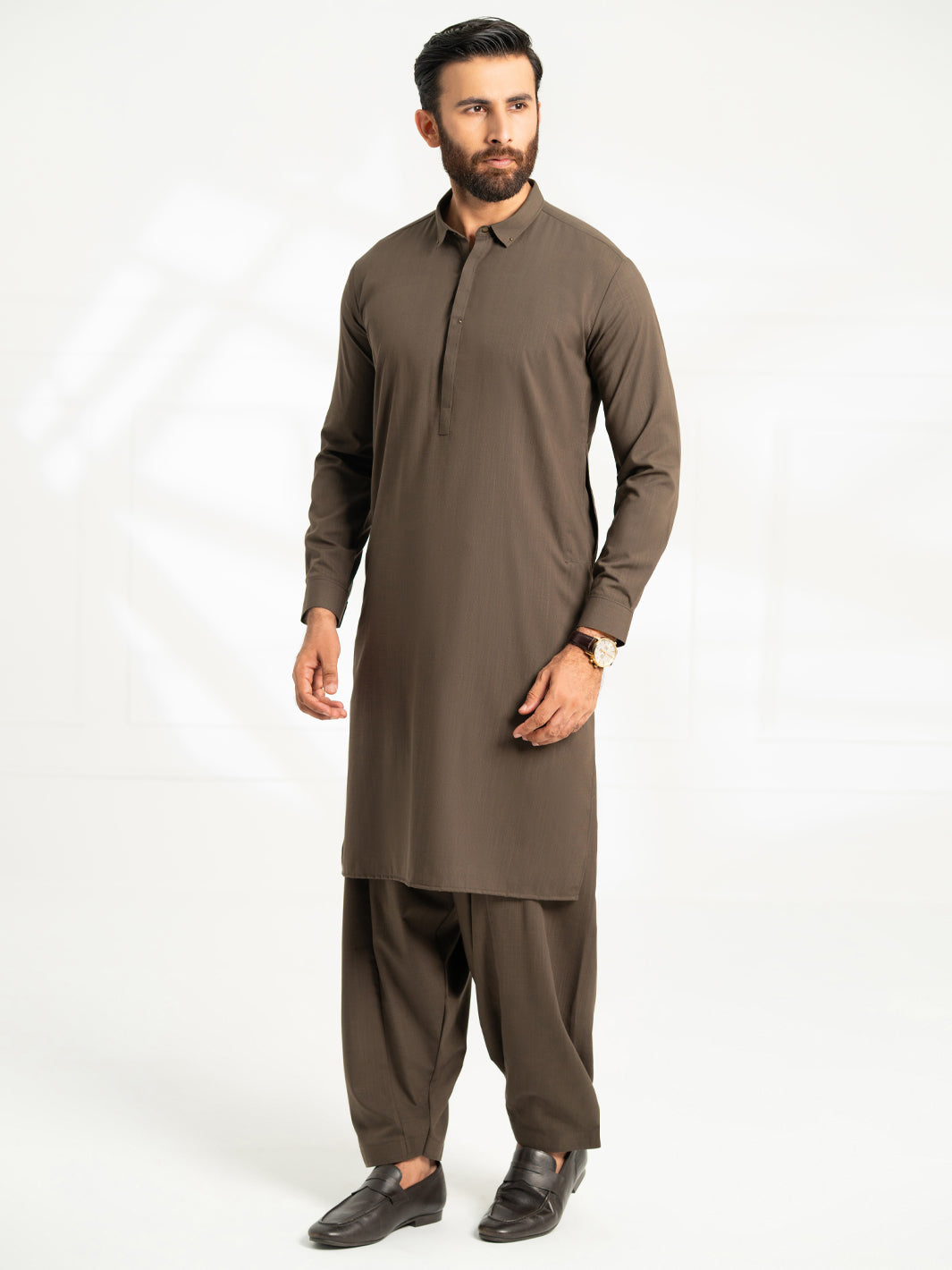 Blended Dark Olive Shalwar Kameez - Almirah