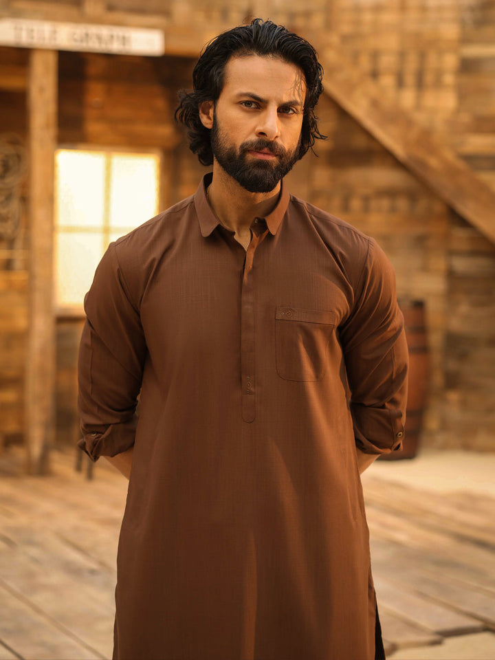 Blended Brown Shalwar Kameez - Almirah